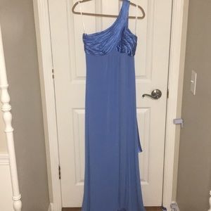David’s Bridal Blue One Shoulder Dress